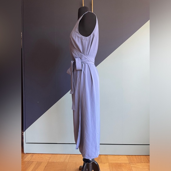 Everlane Japanese GoWeave Sleeveless Wrap Midi Deess Size 2 Dusty Blue EUC - Picture 3 of 11